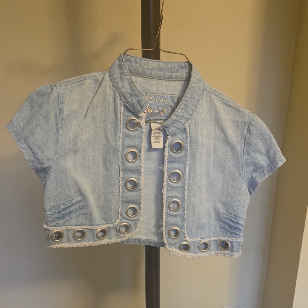 Star Light Blue Denim with Floral Embroidery Sz Med